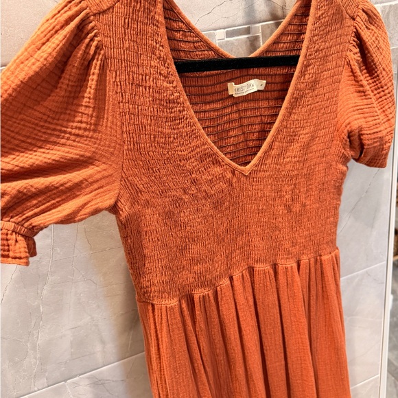 Christy Dawn Brooklyn Women's Terracotta Tiered Maxi Dress - Smocked Bodice - Picture 9 of 11
